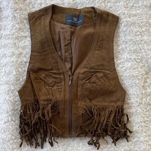 Tart Collections Tan Leather Fringe Vest
